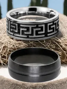 fabula Men Set Of 2 Stainless Steel Band Rings