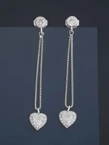 Kushal's Fashion Jewellery  Sterling Silver Cubic Zirconia Rhodium-Plated Drop Earrings