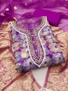 ASISA Ethnic Motifs Embroidered Beads and Stones Organza Unstitched Dress Material