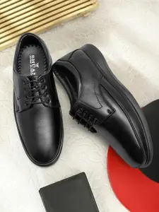 SHUAN Men Leather Formal Derbys Shoes