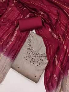 JULEE Floral Embellished Sequinned Unstitched Dress Material