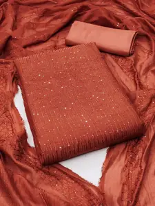 JULEE Striped Embellished Sequinned Detail Unstitched Dress Material