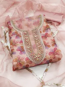 ASISA Floral Embroidered Beads and Stones Organza Unstitched Dress Material