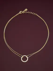 Kushal's Fashion Jewellery  Sterling Silver Artificial Stones Gold-Plated Anklet