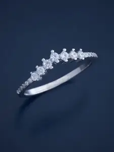 Kushal's Fashion Jewellery Sterling Silver Cubic Zirconia Rhodium-Plated Finger Ring