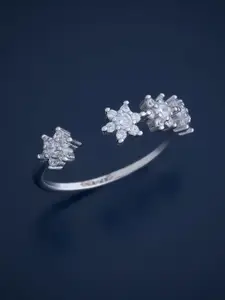 Kushal's Fashion Jewellery Sterling Silver Cubic Zirconia Rhodium-Plated Finger Ring