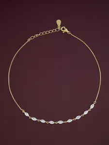 Kushal's Fashion Jewellery  Sterling Silver Artificial Stones Gold-Plated Anklet