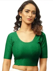 Fressia Fabrics Short Sleeve Self Design Saree Blouses