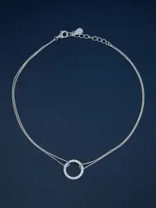 Kushal's Fashion Jewellery  Sterling Silver Artificial Stones Gold-Plated Anklet