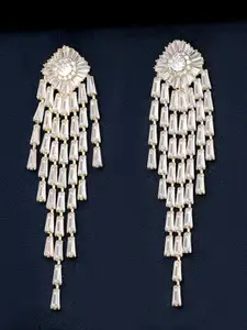Peora Gold Plated Cubic Zirconia Contemporary Drop Earrings