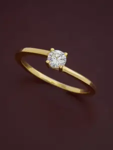Kushal's Fashion Jewellery  Sterling Silver Cubic Zirconia Gold-Plated Finger Ring