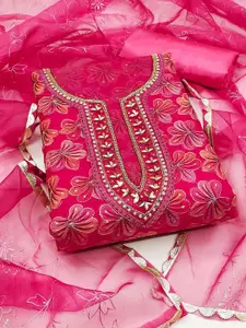 ASISA Floral Embroidered Beads and Stones Organza Unstitched Dress Material