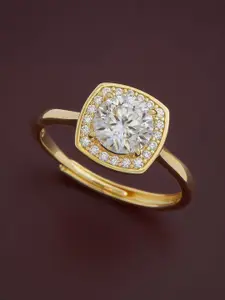 Kushal's Fashion Jewellery Sterling Silver Gold-Plated Cubic Zirconia Finger Ring