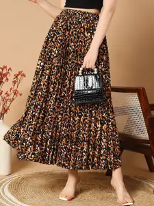 OTABU Printed Accordian Pleated Flared Maxi Skirts