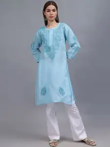 Seva Chikan Ethnic Motifs Embroidered Chikankari Straight Kurta