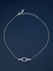 Kushal's Fashion Jewellery  Sterling Silver Artificial Stones Gold-Plated Anklet