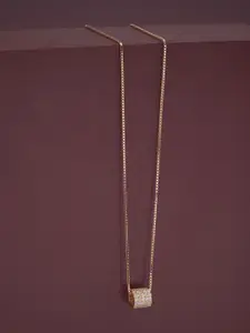 Kushal's Fashion Jewellery  Sterling Silver CZ Rose Gold-Plated Pendants with Chains