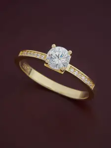 Kushal's Fashion Jewellery Sterling Silver Gold-Plated Cubic Zirconia Finger Ring