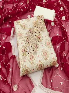 ASISA Embroidered Art Silk Unstitched Dress Material