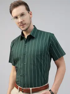 Hancock Men Slim Fit Opaque Striped Pure Cotton Formal Shirt