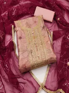 ASISA Floral Printed Sequinned Organza Unstitched Dress Material