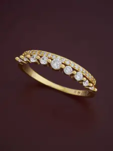 Kushal's Fashion Jewellery Sterling Silver Cubic Zirconia Gold-Plated Finger Ring