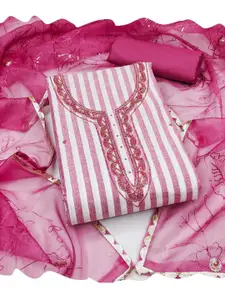 ASISA Striped Beads and Stones Unstitched Dress Material