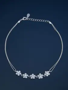 Kushal's Fashion Jewellery  Sterling Silver Artificial Stones Rhodium-Plated Anklet