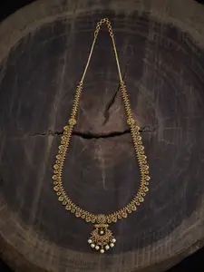 Kushal's Fashion Jewellery Gold-Plated Stones Studded Antique Necklace