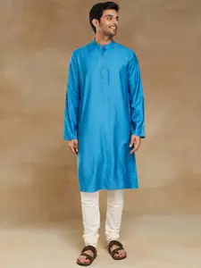 Fabindia Slim Fit Band Collar Straight Kurta