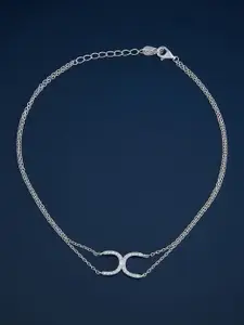 Kushal's Fashion Jewellery  Sterling Silver Artificial Stones Gold-Plated Anklet