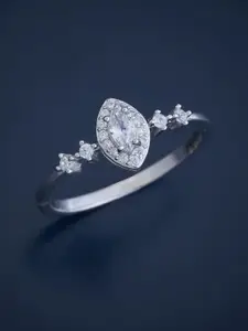 Kushal's Fashion Jewellery  Sterling Silver Cubic Zirconia Rhodium-Plated Finger Ring