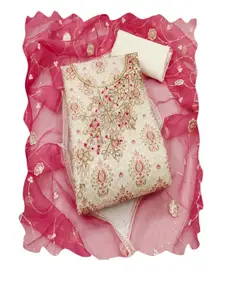 ASISA Floral Printed Beads and Stones Unstitched Dress Material