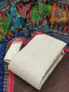 JULEE Striped Embellished Sequinned Chanderi Unstitched Dress Material