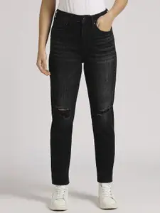 Pepe Jeans Women Mom Fit High-Rise Slash Knee Light Fade Jeans