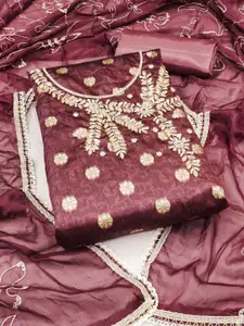 ASISA Ethnic Motifs Embroidered Beads and Stones Art Silk Unstitched Dress Material