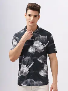 BULLMER Men Standard Spread Collar Floral Printed Cotton Casual Shirt