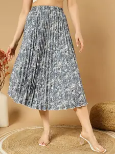 OTABU Women Pleated A-Line Maxi Skirts