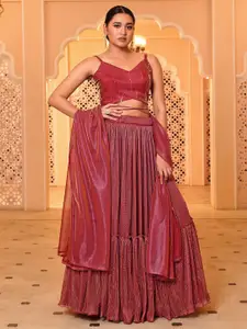 PURVAJA Embellished Sequinned Ready to Wear Lehenga & Unstitched Blouse With Dupatta