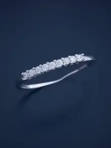 Kushal's Fashion Jewellery Sterling Silver Cubic Zirconia Rhodium-Plated Finger Ring