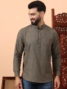 Latest Chikan Garments Striped Mandarin Collar Straight Short Kurta