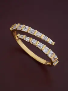 Kushal's Fashion Jewellery Sterling Silver Gold-Plated Cubic Zirconia Finger Ring