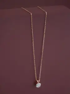 Kushal's Fashion Jewellery  Sterling Silver CZ Rose Gold-Plated Pendants with Chains