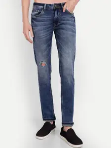 MEGHZ Men Micheal Slim Fit Slash Knee Heavy Fade Stretchable Jeans