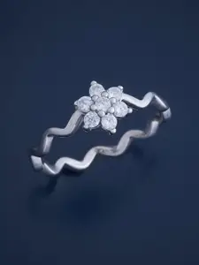 Kushal's Fashion Jewellery  Sterling Silver Cubic Zirconia Rhodium-Plated Finger Ring