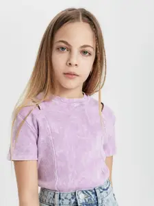 DeFacto Girls Solid Round Neck Cotton T-shirt