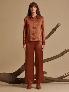 Kazo Women Standard Spread Collar Solid Formal Shirt