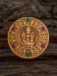 Kushal's Fashion Jewellery Gold-Plated Stone-Studded Finger Ring