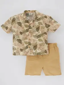 DeFacto Boys Printed Pure Cotton Shirt with Shorts