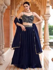 PURVAJA Embroidered Sequinned Ready to Wear Lehenga & Unstitched Blouse With Dupatta